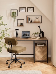 Dark Natural Bronx Oak Effect Storage Desk - Image 2 of 9