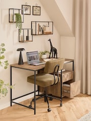 Dark Natural Bronx Oak Effect Storage Desk - Image 3 of 9