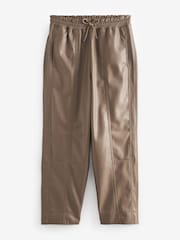 Camel Faux Leather PU Jogger Trousers - Image 2 of 6