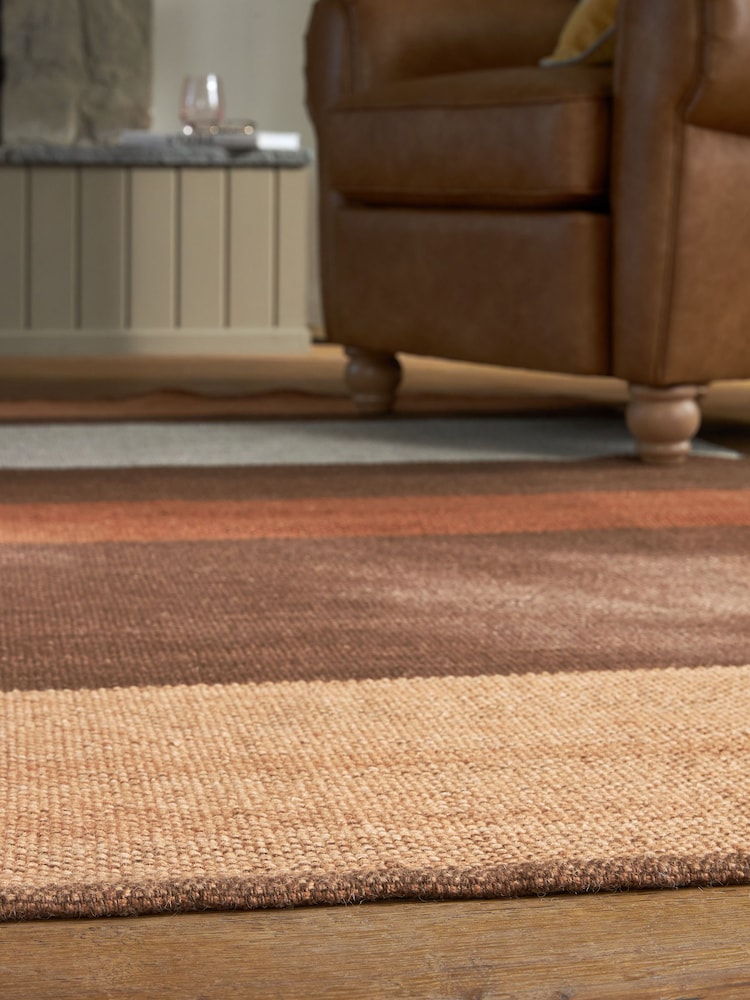 Rust Orange Stretton Check Rug - Image 2 of 6