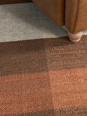 Rust Orange Stretton Check Rug - Image 3 of 6