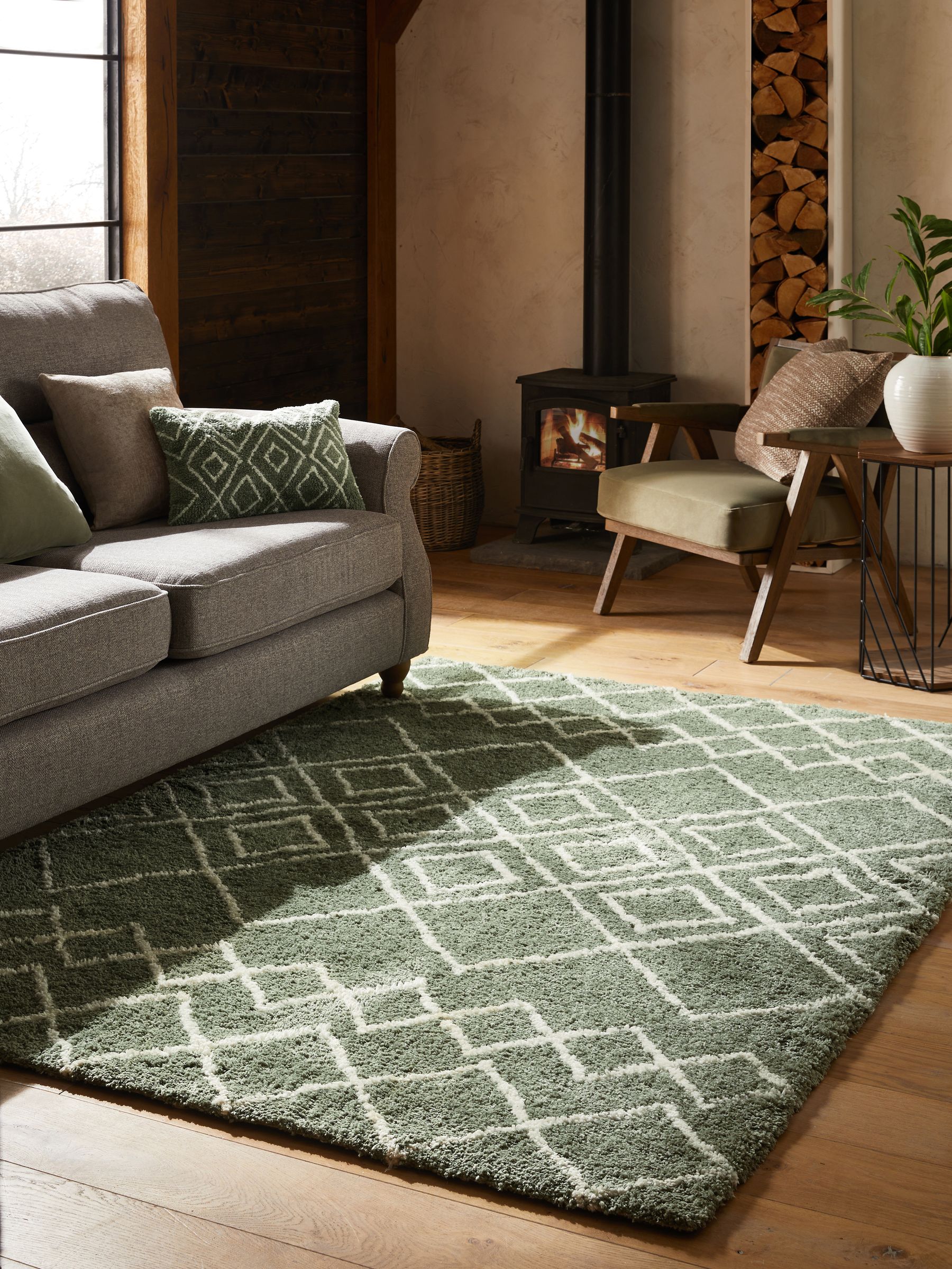 Buy Sage Green Smart Global Berber Standard Rug from Next Ireland