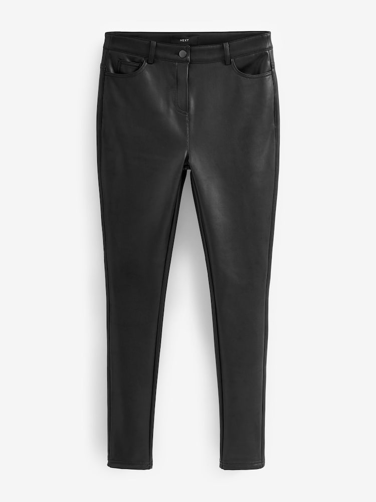 Black PU Faux Leather Leggings - Image 5 of 6