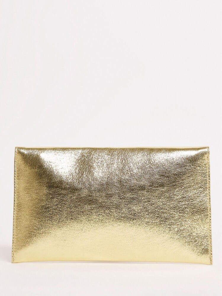 JD Williams Gold Envelope Clutch Bag With Chain Strap - Image 2 of 5