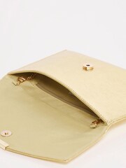 JD Williams Gold Envelope Clutch Bag With Chain Strap - Image 4 of 5