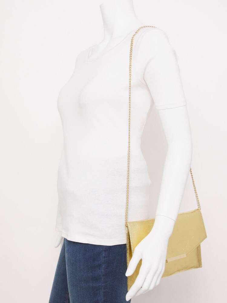 JD Williams Gold Envelope Clutch Bag With Chain Strap - Image 5 of 5