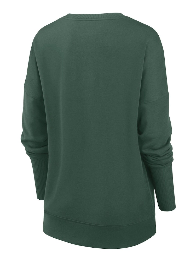 Nike Green Green NFL Fanatics Womens Bay Packers Historic Dri-FIT Drop Shoulder Crew Sweatshirt Womens - Image 2 of 3