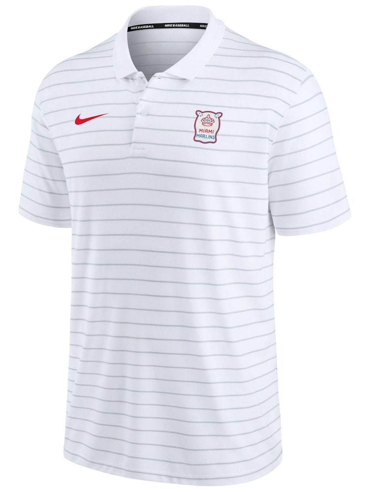 Nike White Fanatics Miami Marlins Nike City Connect Striped Polo Shirt - Image 2 of 3