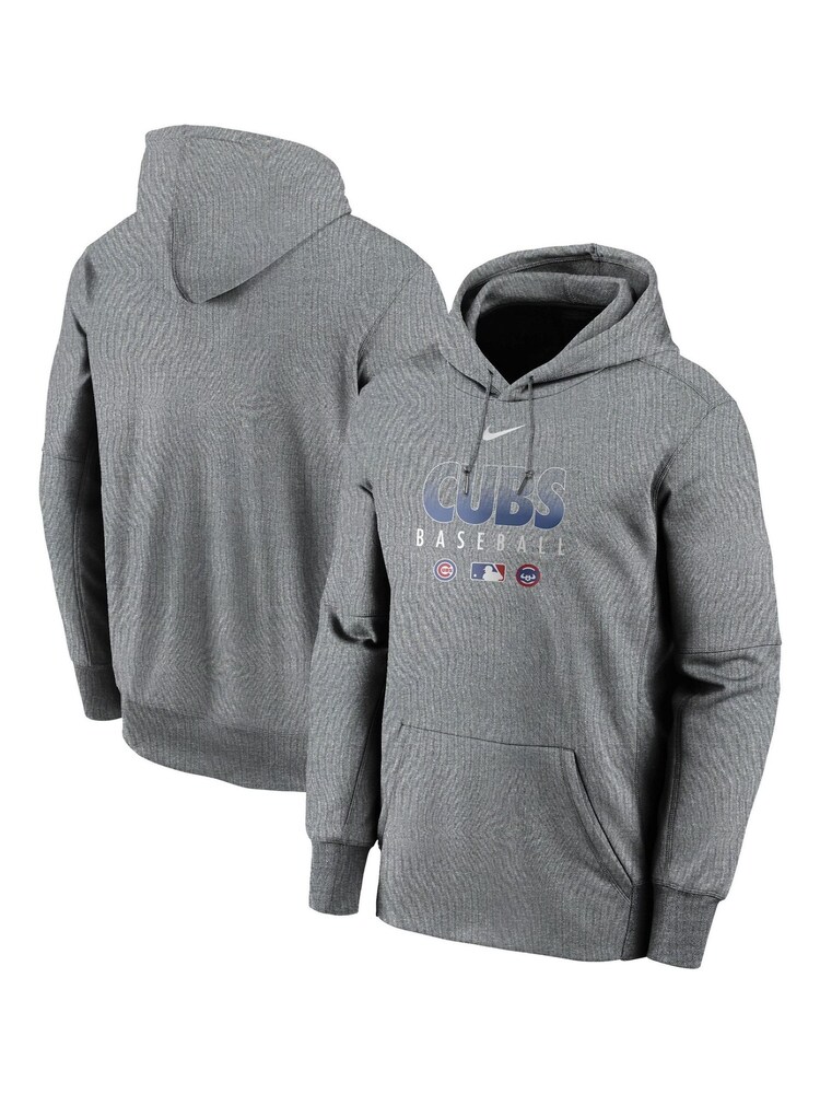 Nike Grey Fanatics Chicago Cubs Nike Therma Fleece Baseball Hoodie Youth - Image 3 of 3