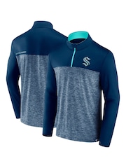 Seattle Kraken Fanatics Blue Branded Iconic Defender Quarter Zip Sweatshirt - Image 1 of 3