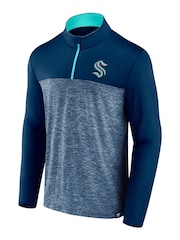 Seattle Kraken Fanatics Blue Branded Iconic Defender Quarter Zip Sweatshirt - Image 2 of 3