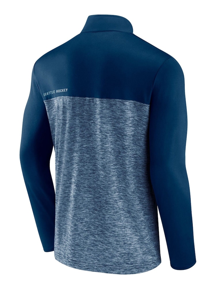 Seattle Kraken Fanatics Blue Branded Iconic Defender Quarter Zip Sweatshirt - Image 3 of 3 Seattle Kraken Fanatics Blue Branded Iconic Defender Quarter Zip Sweatshirt - Image 3 of 3