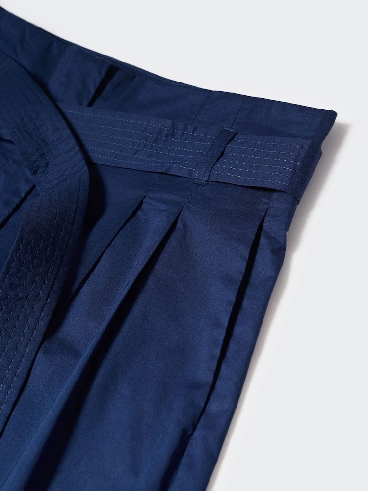 Mango Blue Pleated Culottes Trousers - Image 6 of 6