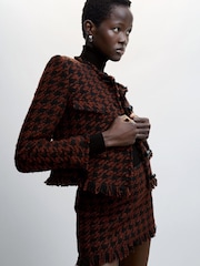 Mango Orange Fringed Tweed Jacket - Image 1 of 6