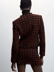 Mango Orange Fringed Tweed Jacket - Image 2 of 6