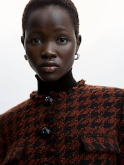 Mango Orange Fringed Tweed Jacket - Image 4 of 6