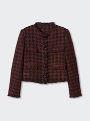 Mango Orange Fringed Tweed Jacket - Image 5 of 6