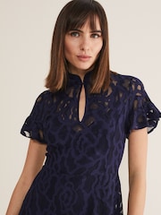 Phase Eight Blue Lulu Lace Dress - Image 5 of 6