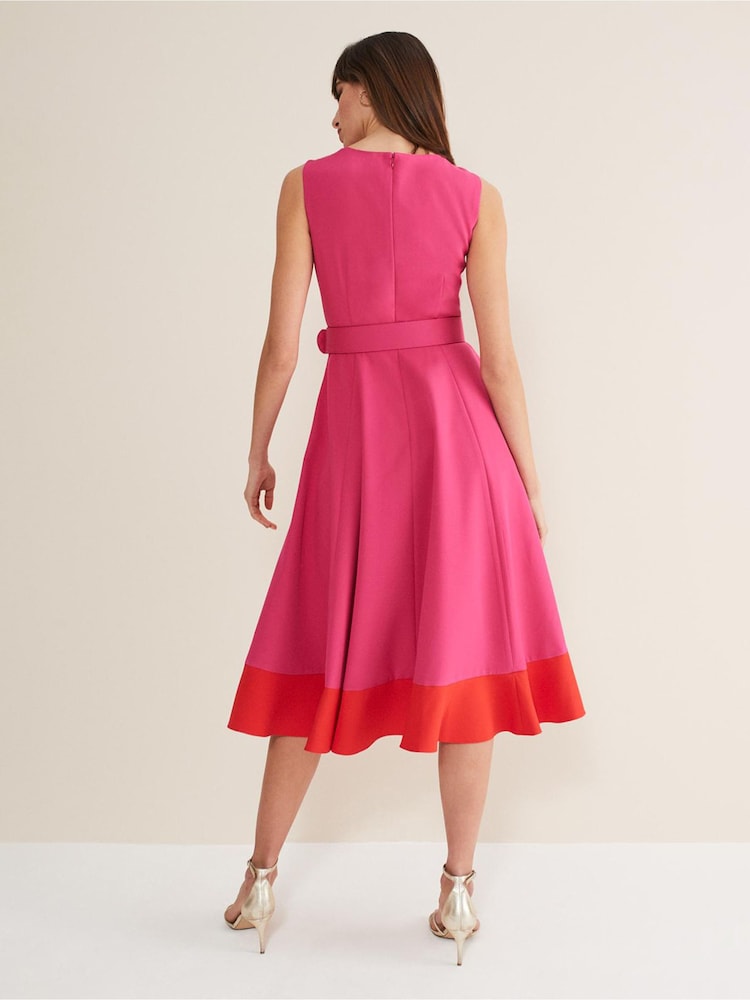 Phase Eight Pink Raquel Belted Fit and Flare Dress - Image 2 of 7