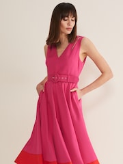 Phase Eight Pink Raquel Belted Fit and Flare Dress - Image 3 of 7