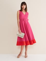 Phase Eight Pink Raquel Belted Fit and Flare Dress - Image 4 of 7