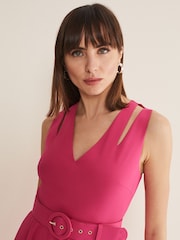 Phase Eight Pink Raquel Belted Fit and Flare Dress - Image 5 of 7