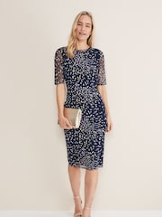 Phase Eight Blue Aileena Embroidered Dress - Image 3 of 6