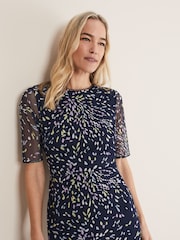 Phase Eight Blue Aileena Embroidered Dress - Image 4 of 6