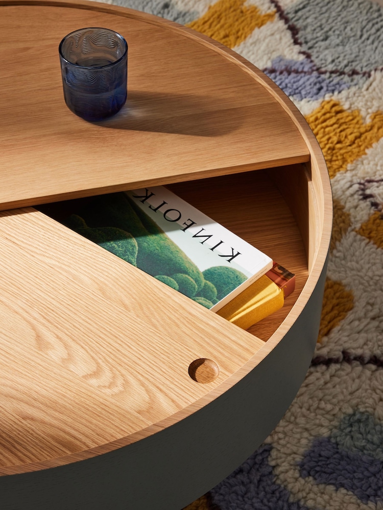 MADE.COM Grey Lola Round Storage Coffee Table - Image 2 of 5