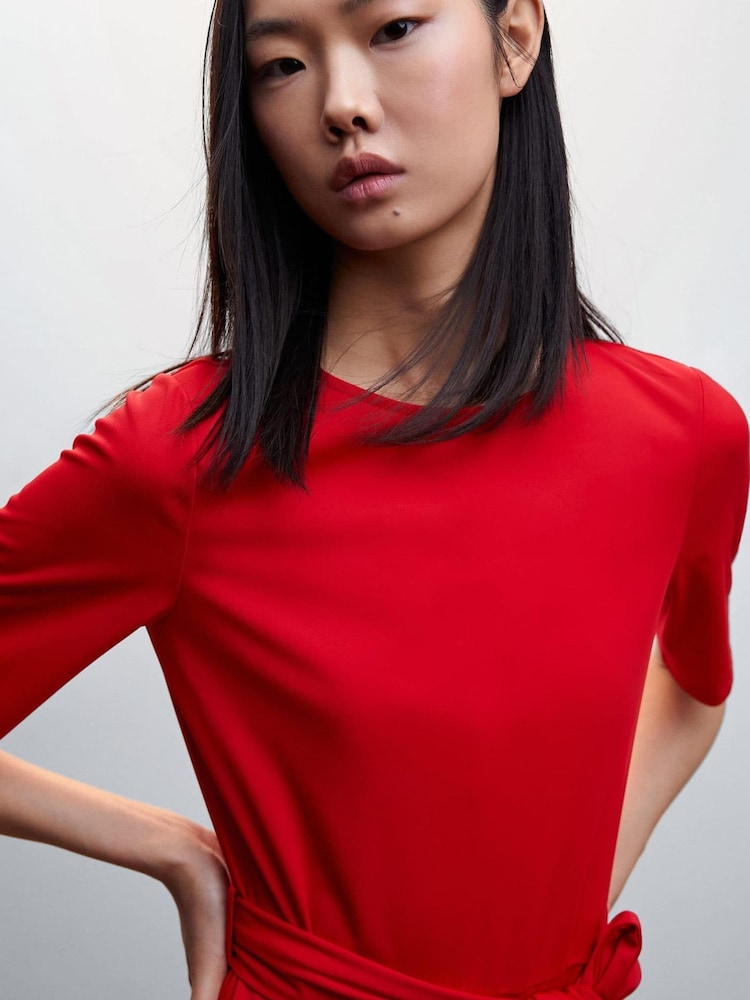 Mango Red Bow Detail Jumpsuit - Image 1 of 1