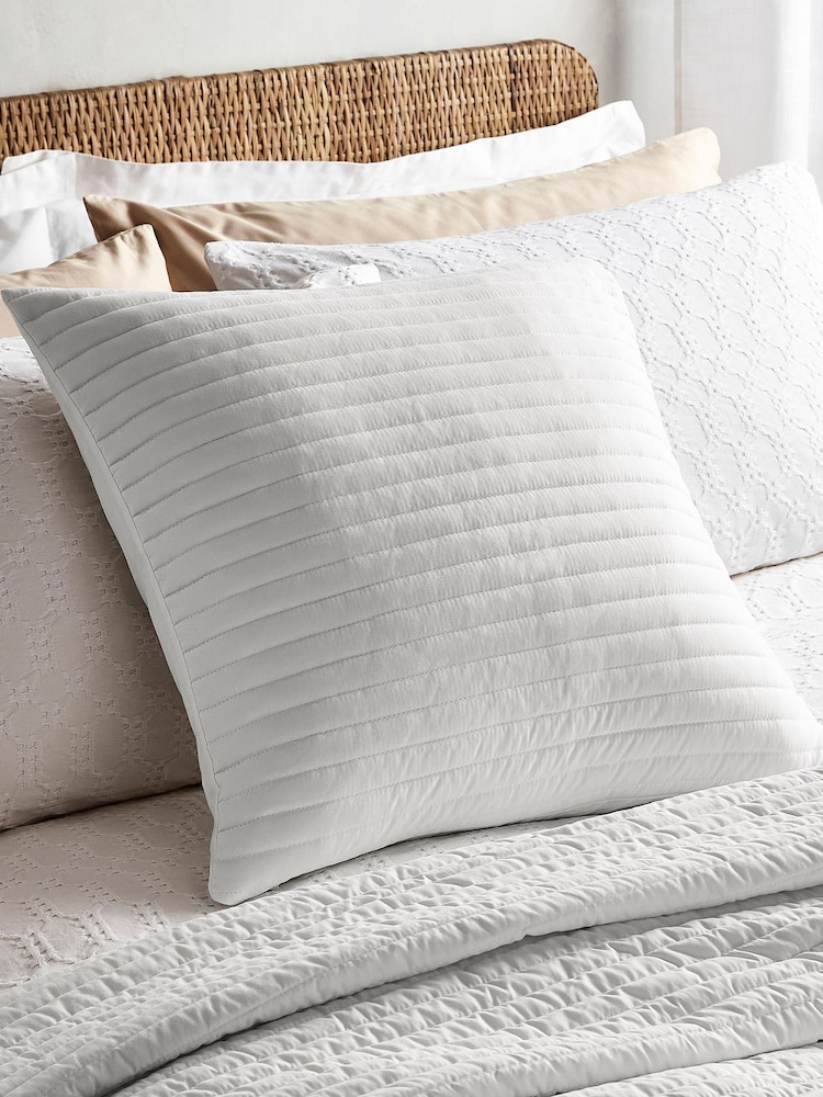 Bianca White Quilted Lines Cushion - Image 1 of 3