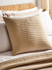 Bianca Natural Quilted Lines Cushion - Image 1 of 4