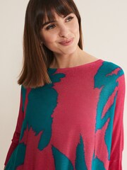 Phase Eight Natural Madison Printed Asymmetric Hem Jumper - Image 4 of 6