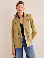 Boden Green Double Breasted Twill Blazer - Image 1 of 5