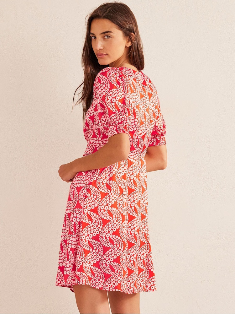 Boden Red Satin Tea Dress - Image 2 of 4