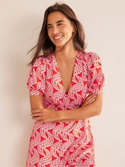 Boden Red Satin Tea Dress - Image 3 of 4