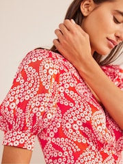 Boden Red Satin Tea Dress - Image 4 of 4