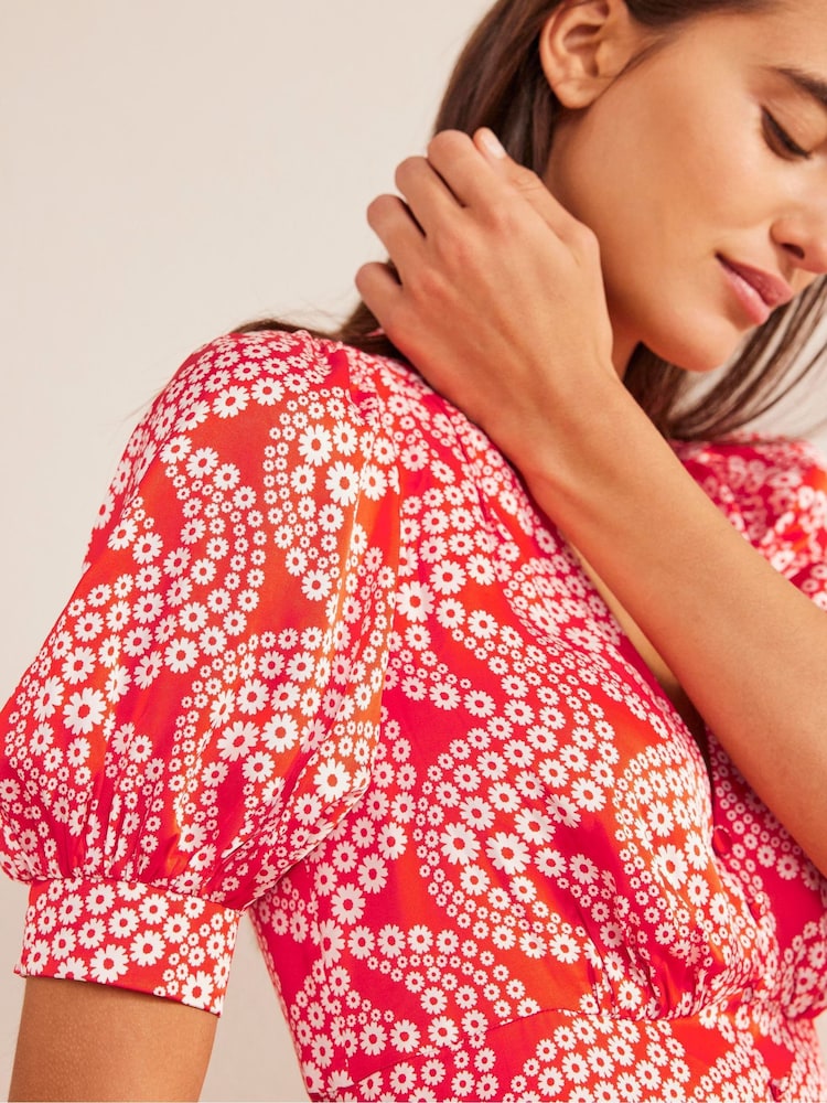 Boden Red Satin Tea Dress - Image 4 of 4