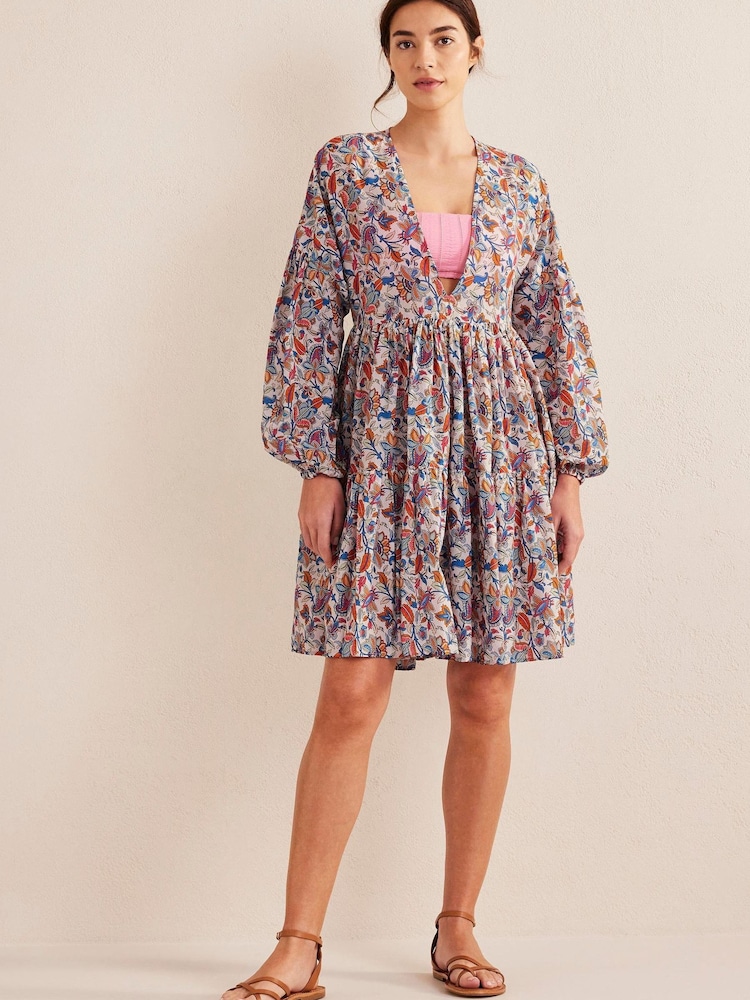 Boden Blue Relaxed Tiered Beach Dress - Image 1 of 5 Boden Blue Relaxed Tiered Beach Dress - Image 1 of 5