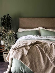 Piglet in Bed Sage Green Linen Duvet Cover - Image 1 of 4
