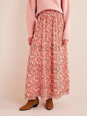Boden Pink Ruffle Crinkle Maxi Skirt - Image 1 of 6