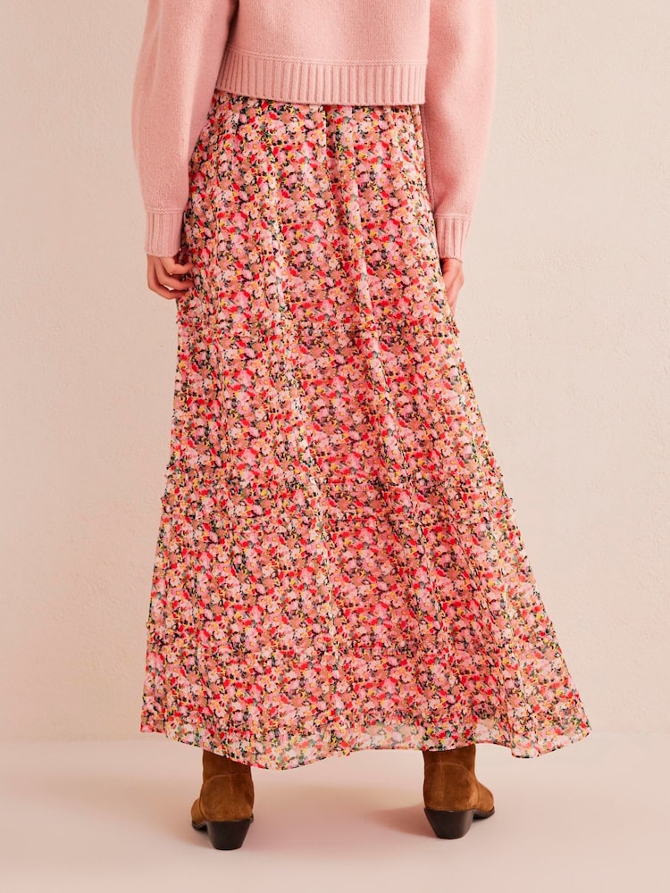 Boden Pink Ruffle Crinkle Maxi Skirt - Image 2 of 6 Boden Pink Ruffle Crinkle Maxi Skirt - Image 2 of 6