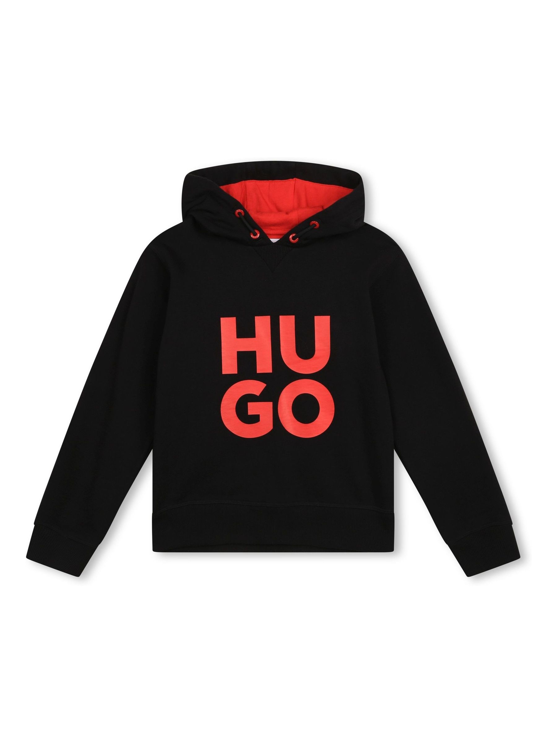 Buy HUGO Black With Red Logo Hoodie from Next Luxembourg