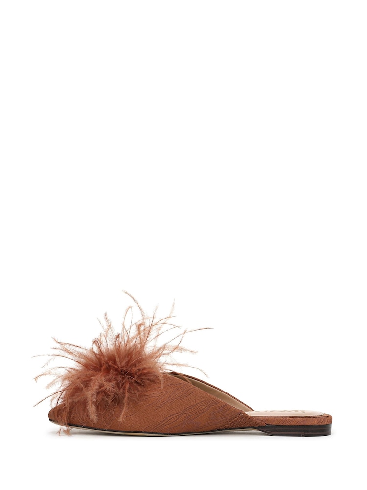 Sam Edelman Brown Khai Feather Regular Fit Mules - Image 2 of 7 Sam Edelman Brown Khai Feather Regular Fit Mules - Image 2 of 7