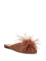 Sam Edelman Brown Khai Feather Regular Fit Mules - Image 3 of 7