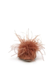 Sam Edelman Brown Khai Feather Regular Fit Mules - Image 4 of 7