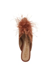 Sam Edelman Brown Khai Feather Regular Fit Mules - Image 6 of 7