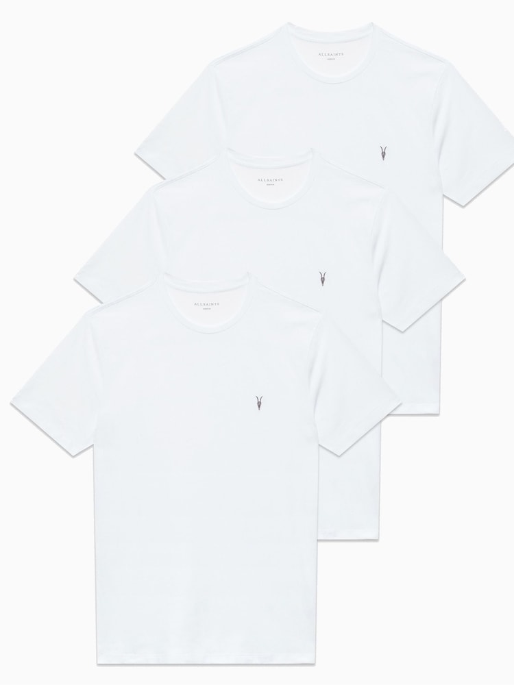 AllSaints White Brace Short Sleeve Crew T-Shirts 3 Pack - Image 6 of 6