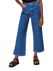 Whistles Blue Wide Leg Cropped 100% Cotton Jeans - Image 1 of 4