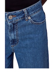 Whistles Blue Wide Leg Cropped 100% Cotton Jeans - Image 3 of 4